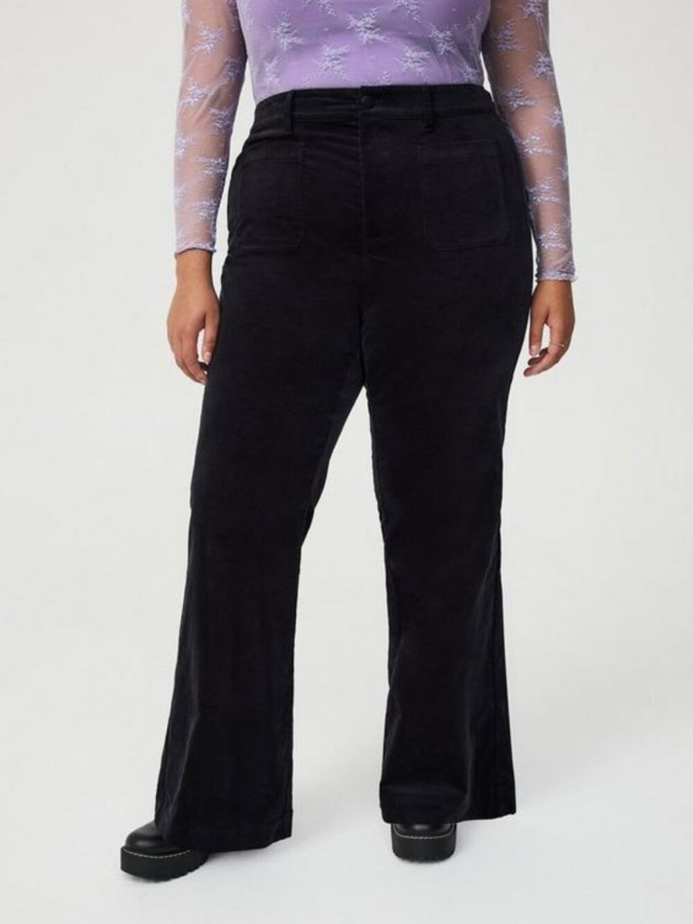 Torrid Black Velveteen Flare Pants